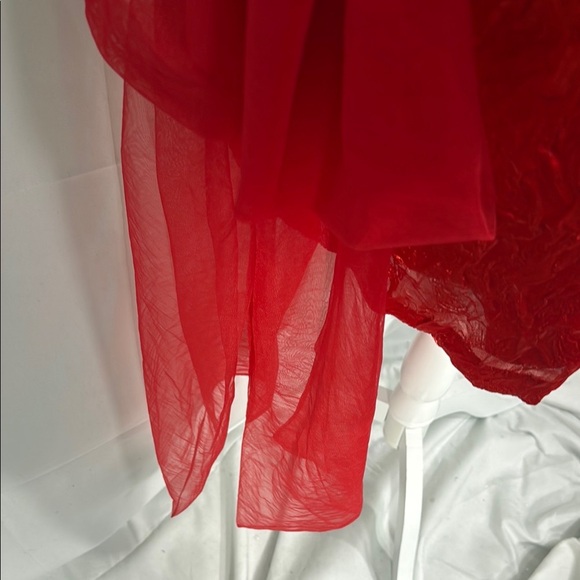 For Love & Lemons Red Textured Mini Dress M Bow - Picture 7 of 11